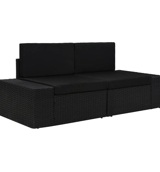 Modulares 2-Sitzer-Sofa Poly Rattan Schwarz
