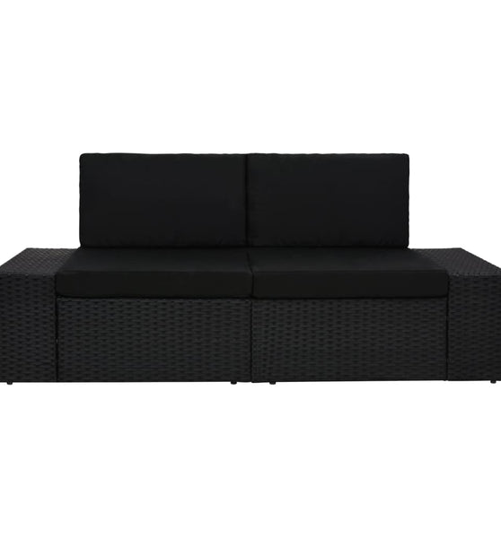 Modulares 2-Sitzer-Sofa Poly Rattan Schwarz