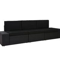 Modulares 3-Sitzer-Sofa Poly Rattan Schwarz