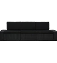 Modulares 3-Sitzer-Sofa Poly Rattan Schwarz