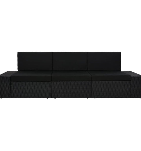 Modulares 3-Sitzer-Sofa Poly Rattan Schwarz