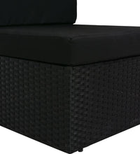 Modulares 3-Sitzer-Sofa Poly Rattan Schwarz