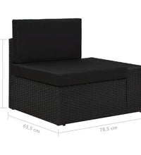 Modulares 3-Sitzer-Sofa Poly Rattan Schwarz