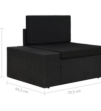 Modulares 3-Sitzer-Sofa Poly Rattan Schwarz