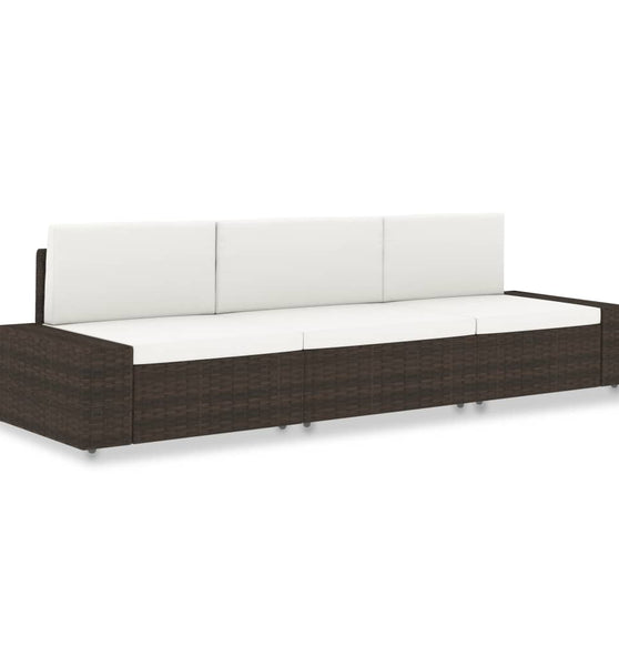 Modulares 3-Sitzer-Sofa Poly Rattan Braun