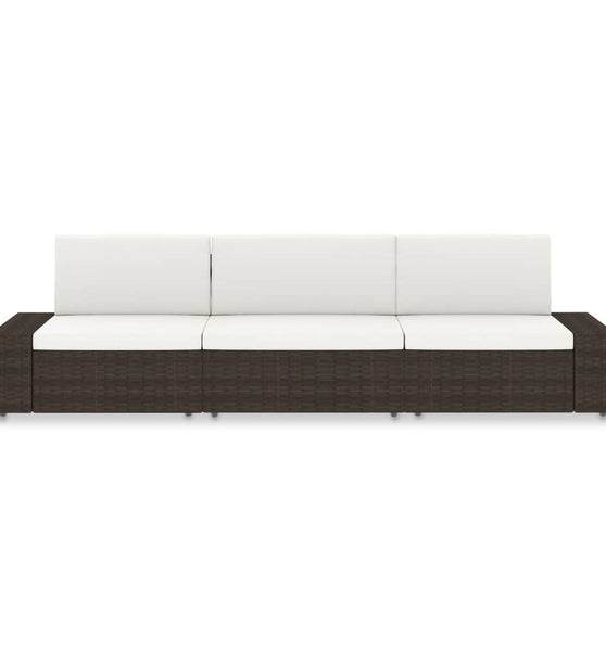 Modulares 3-Sitzer-Sofa Poly Rattan Braun