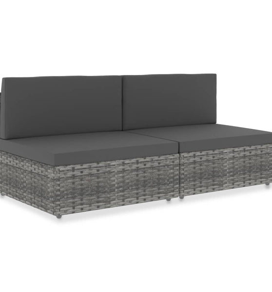 Modulares 2-Sitzer-Sofa Poly Rattan Grau