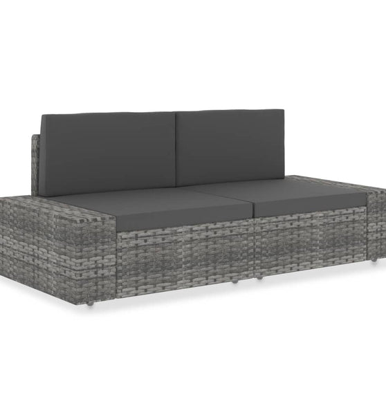 Modulares 2-Sitzer-Sofa Poly Rattan Grau