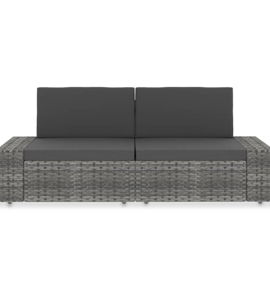 Modulares 2-Sitzer-Sofa Poly Rattan Grau
