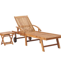 Sonnenliegen 2 Stk. mit Tisch Massivholz Teak