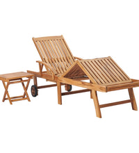 Sonnenliegen 2 Stk. mit Tisch Massivholz Teak