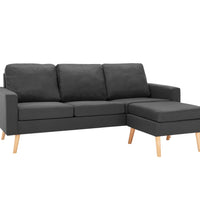 3-Sitzer-Sofa mit Hocker Dunkelgrau Stoff