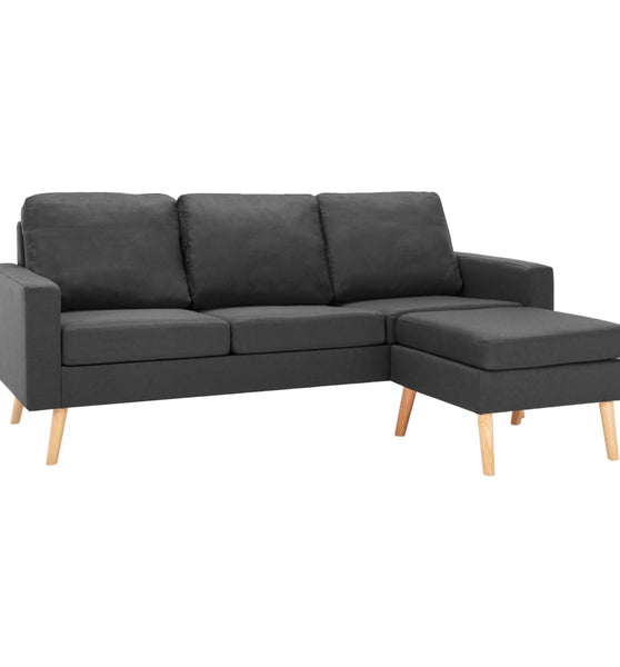 3-Sitzer-Sofa mit Hocker Dunkelgrau Stoff