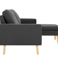 3-Sitzer-Sofa mit Hocker Dunkelgrau Stoff