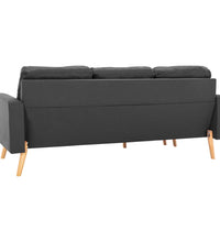 3-Sitzer-Sofa mit Hocker Dunkelgrau Stoff