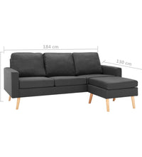 3-Sitzer-Sofa mit Hocker Dunkelgrau Stoff