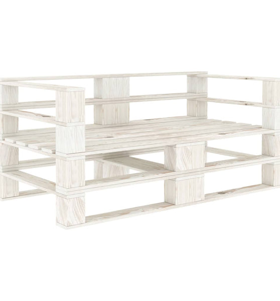 Garten-Palettensofa 2-Sitzer Weiß Holz