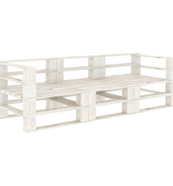 Garten-Palettensofa 3-Sitzer Weiß Holz