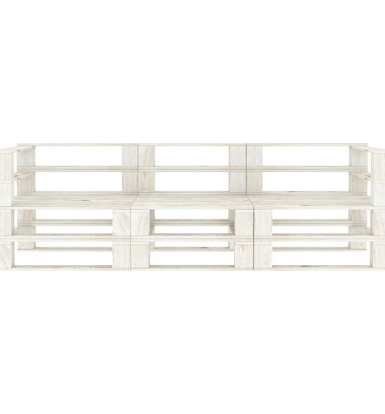 Garten-Palettensofa 3-Sitzer Weiß Holz