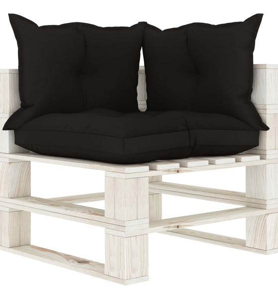 Garten-Paletten-Ecksofa mit Kissen in Schwarz Holz