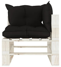 Garten-Paletten-Ecksofa mit Kissen in Schwarz Holz
