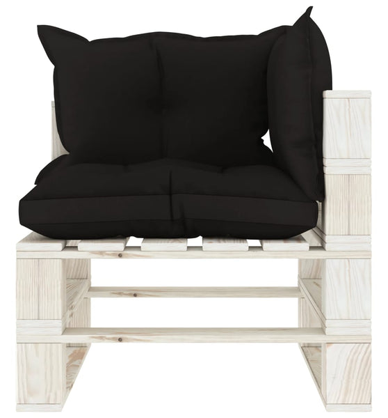Garten-Paletten-Ecksofa mit Kissen in Schwarz Holz