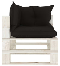 Garten-Paletten-Ecksofa mit Kissen in Schwarz Holz