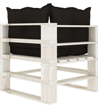 Garten-Paletten-Ecksofa mit Kissen in Schwarz Holz