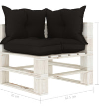 Garten-Paletten-Ecksofa mit Kissen in Schwarz Holz