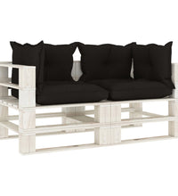 Garten-Palettensofa 2-Sitzer mit schwarzen Kissen Holz