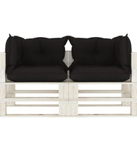 Garten-Palettensofa 2-Sitzer mit schwarzen Kissen Holz
