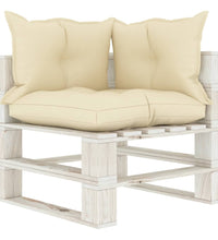 Garten-Paletten-Ecksofa mit Kissen in Creme Holz