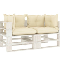 Garten-Palettensofa 2-Sitzer mit Creme-Kissen Holz