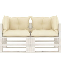 Garten-Palettensofa 2-Sitzer mit Creme-Kissen Holz