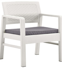 Garten-Lounge-Set mit Auflagen 4-tlg. Kunststoff Weiß