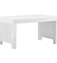 Garten-Lounge-Set mit Auflagen 4-tlg. Kunststoff Weiß