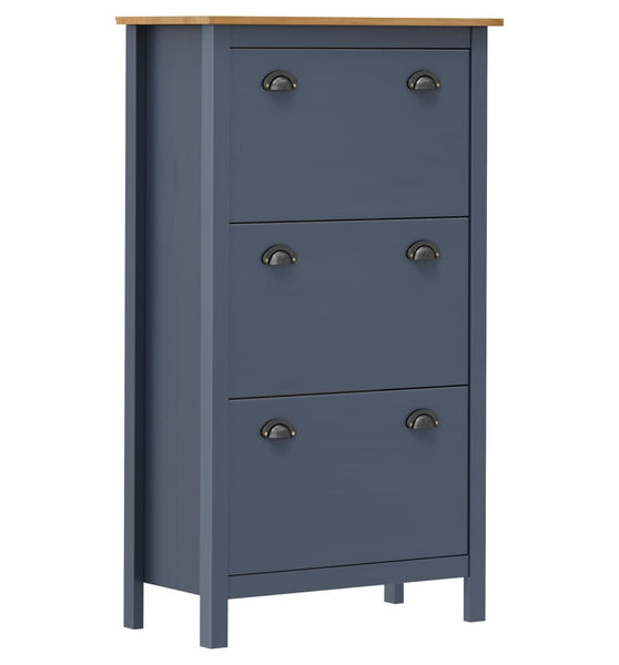 Schuhschrank Hill Grau 72x35x124 cm Massivholz Kiefer