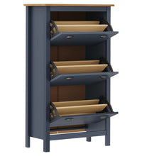 Schuhschrank Hill Grau 72x35x124 cm Massivholz Kiefer