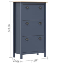 Schuhschrank Hill Grau 72x35x124 cm Massivholz Kiefer