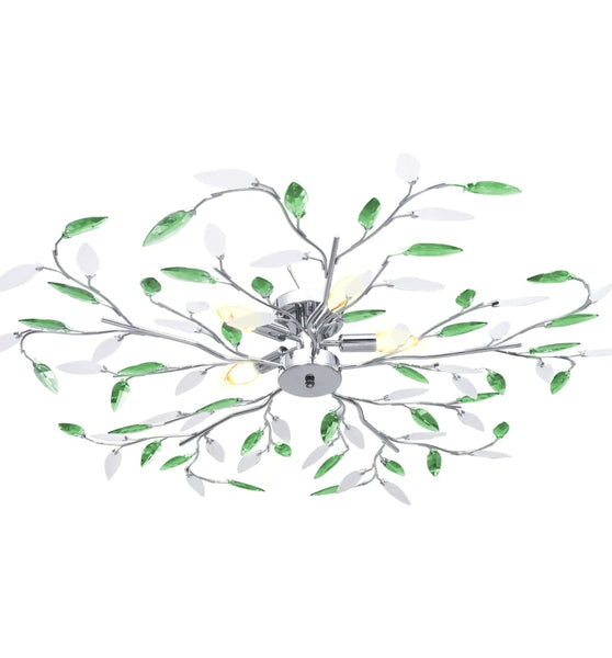 Deckenleuchte mit Acrylglas-Blätter für 5 x E14-Lampen Grün