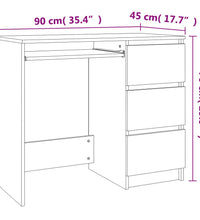 Schreibtisch Sonoma-Eiche 90x45x76 cm Holzwerkstoff