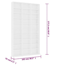 CD-Schrank Weiß 102x16x177,5 cm Holzwerkstoff