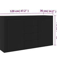 Sideboard Schwarz 120x36x69 cm Holzwerkstoff