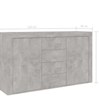 Sideboard Betongrau 120x36x69 cm Holzwerkstoff