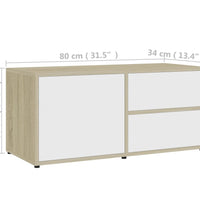 TV-Schrank Weiß Sonoma-Eiche 80x34x36 cm Holzwerkstoff