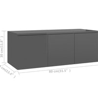 TV-Schrank Hochglanz-Grau 80x34x30 cm Holzwerkstoff