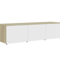 TV-Schrank Weiß und Sonoma-Eiche 120x34x30 cm Holzwerkstoff