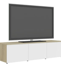 TV-Schrank Weiß und Sonoma-Eiche 120x34x30 cm Holzwerkstoff