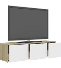 TV-Schrank Weiß und Sonoma-Eiche 120x34x30 cm Holzwerkstoff