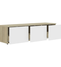 TV-Schrank Weiß und Sonoma-Eiche 120x34x30 cm Holzwerkstoff